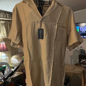 Barry Wang Men's Short Sleeve Golden Tan Shirt